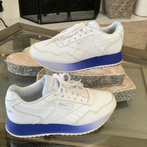 Reebok White Sneakers with Blue Soles